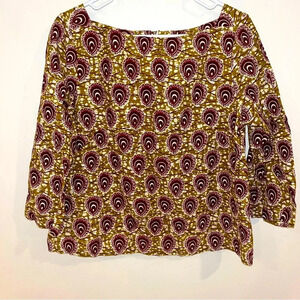 Chen Burkett 100% Cotton Blouse Zip Back Sz Large